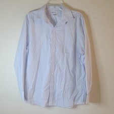 Bar III Slim Fit Stretch Organic Cotton Men's Dress Shirt Light Blue L 16-16 1/2
