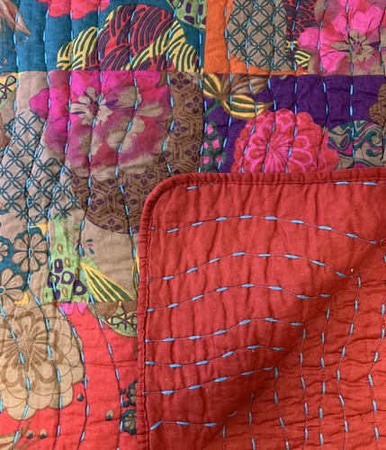 Greenland Home Jewel 100% Cotton Kantha Quilted Throw Blanket, 50 x 60 inches... - Picture 3 of 7