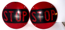 Pair Of Vintage School Bus Red Stop Light Lens Plastic 7-inch