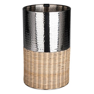 HPM1102B Asher Modern 4.13-Gallon 2-Tone Natural Wicker/Metal Cylinder Waste ...