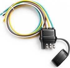 25 Inch 4-Way 4 Prong Trailer Wiring Harness Plug Male End Replacement Connector