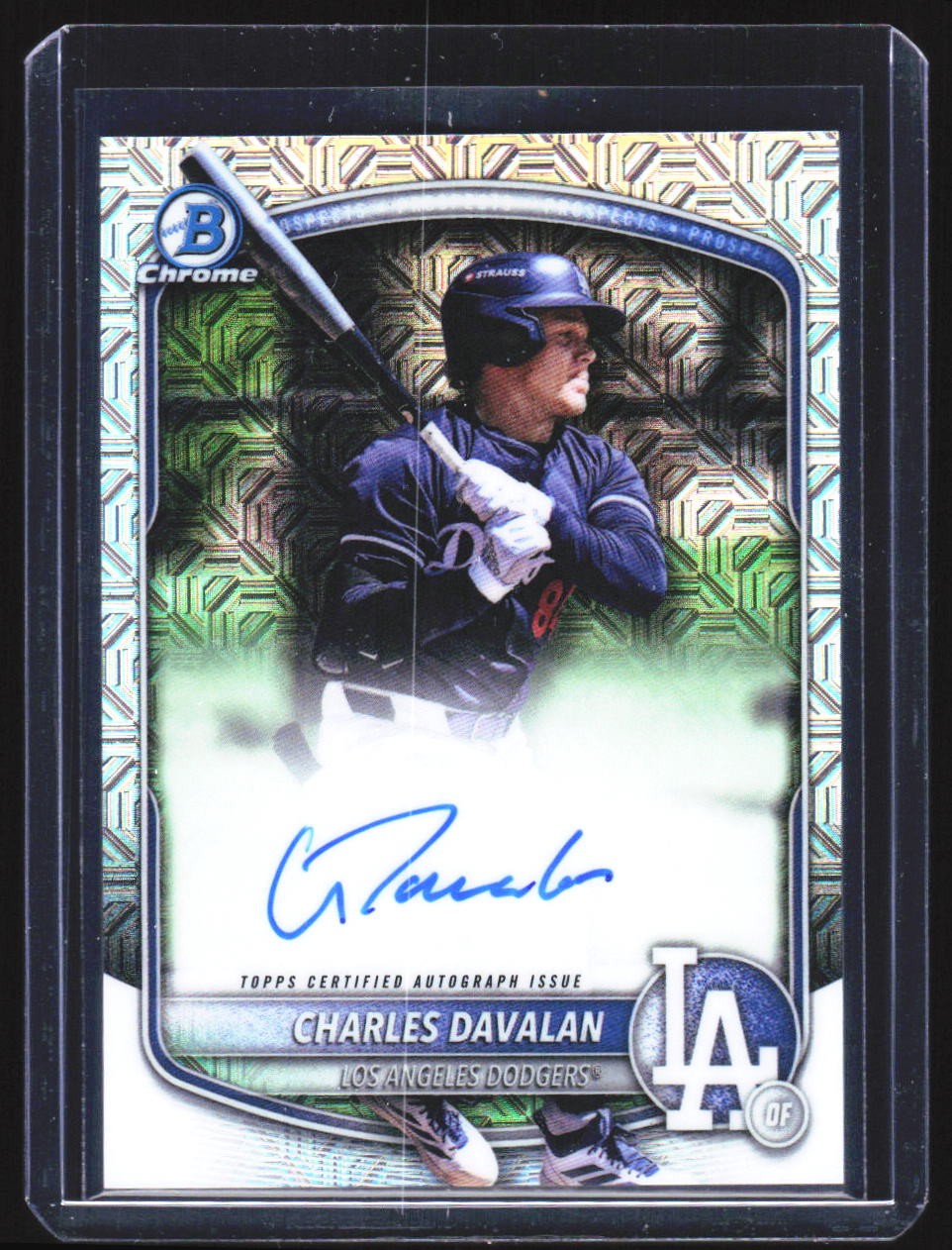 2025 Bowman Draft #BMA-CD Charles Davalan Chrome Prospect Auto Mojo Refractor