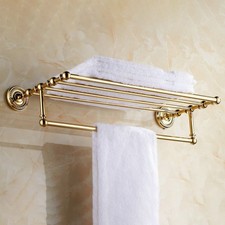 Gold Color Brass Bathroom Towel Rail Holder Storage Rack Shelf Bar sba601