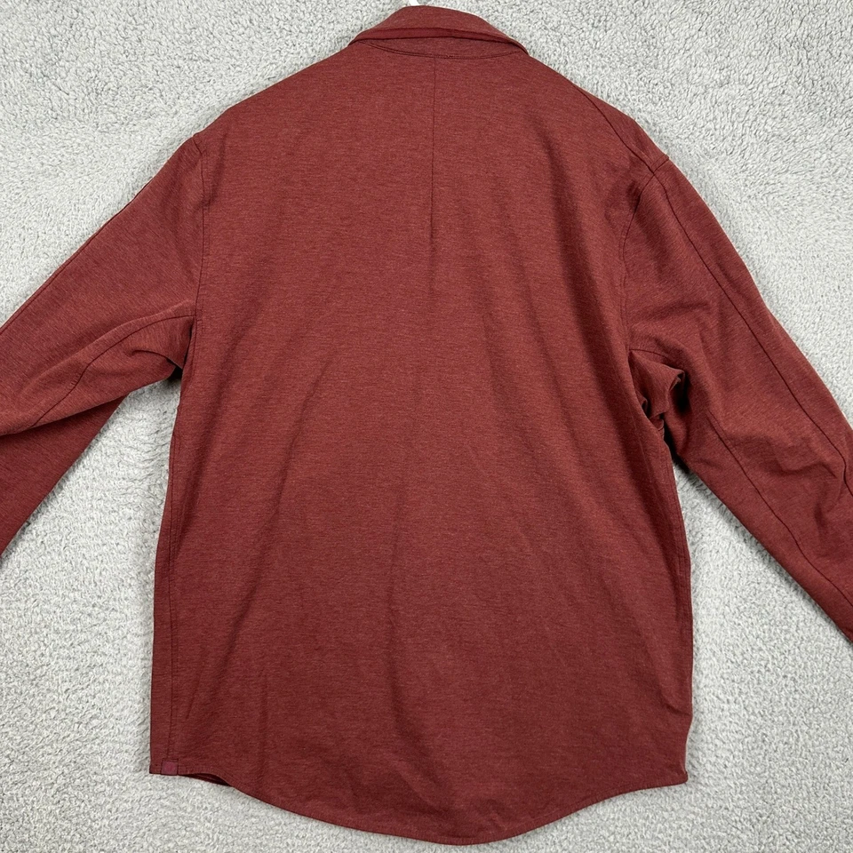 Lululemon Shirt Button Up Mens Large Red Long Sleeve Stretch Pockets Snap Button - Image 3 of 4