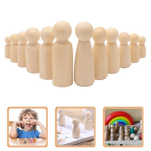 100 Figurines En Bois Brut Type Peg Dolls - Lot De 100 Personnes En Bois De Lotus Non Finies