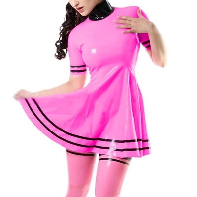 Sexy Short Sleeve Dress Chic Trendy Elegant Sweet PVC Dress Faux PU Club Dresses
