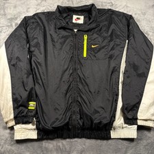 Vintage 90s Nike Windbreaker Jacket Mens 2XL Black White Outerwear Travel Retro