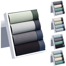 Men's Cotton Striped Boxer Underwear 4 Pcs Soft and Breathable Home Panties