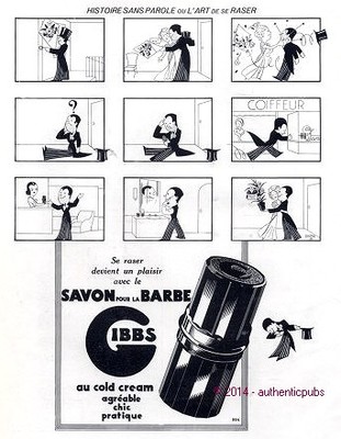 ADVERTISEMENT GIBBS SOAP BEARD STORY WITHOUT WORDS COMIC POUPROU TERMINAL BLOCK 1935 AD