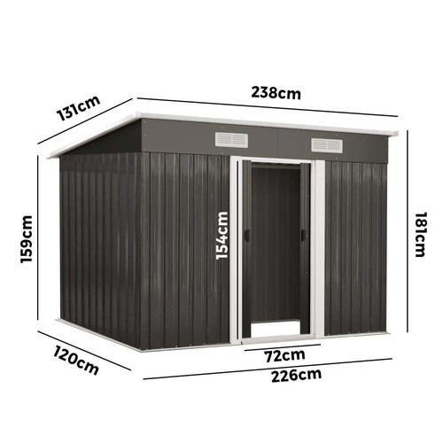 Forte Premium Outdoor Metal Garden Shed w Air Vents | High Quality Storage Shed - Picture 8 of 12