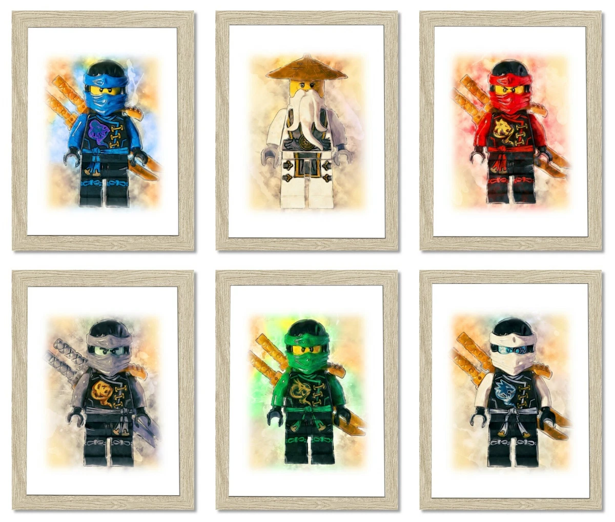 Ninjago Characters Print Set of 6 Children s Bedroom Wall Art Decor A4 Unframed