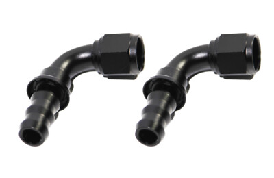 2pc 90 Degree Swivel Fuel Oil Gas Line Push On Hose End 10AN AN-10 Fitting Black