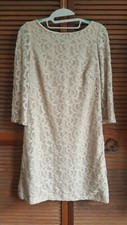 Nine West Woman Elegant Lace Dress Size 6 Beige 3/4 Sleeves Round Neck