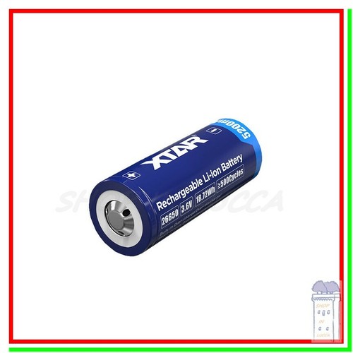Batteria Litio Ricaricabile 26650 Pila XTAR 5200mAh 3,6v protetta polo