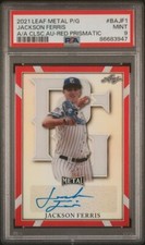 2021 Perfect Game AUTO Red Prismatic 2/5 JACKSON FERRIS Chicago Cubs PSA 9