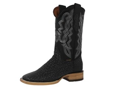 Mens Black Rodeo Boots Bull Neck Bison Buffalo Print Cowboy Dress Square Toe