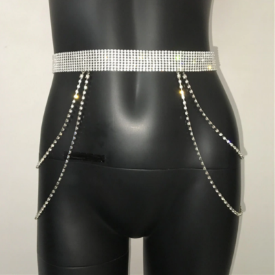 Crystal Waist Chain Belt Garter Chic Rhinestone Bling Metal  display picture 3