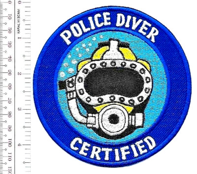 SCUBA Hard Hat Diving Certified Police Diver Qualification Patch vel NO TARIFF