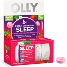 OLLY Extra Strength Sleep Fast Dissolve Tablet 5mg Melatonin Strawberry 30 Count