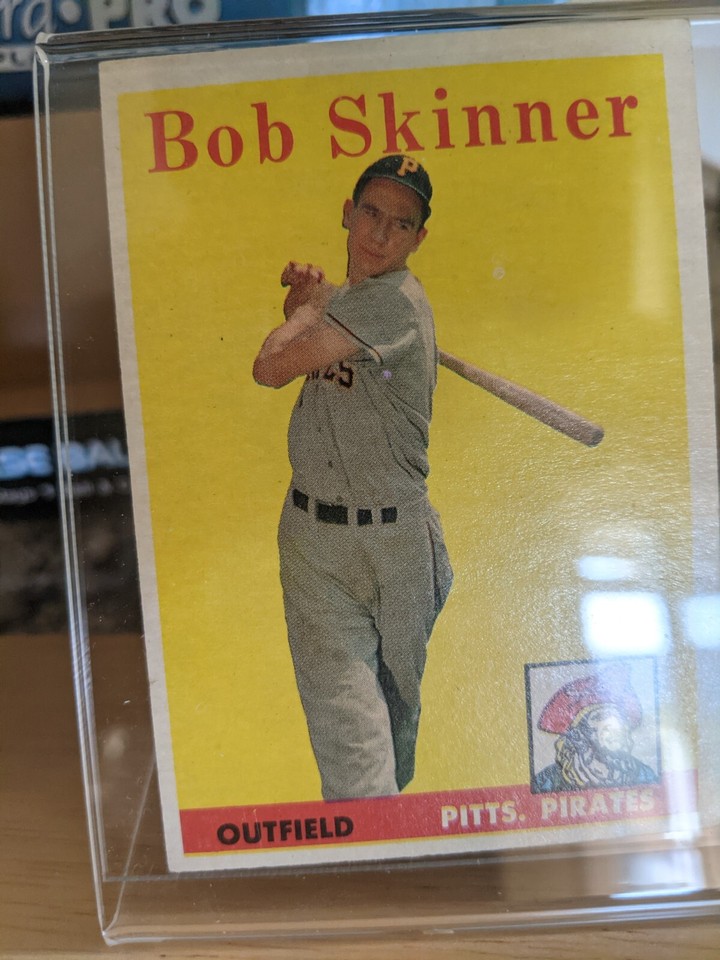 MLB Bob Skinner SIGNED baseball ball/card holder Pirates Reds Cardinals