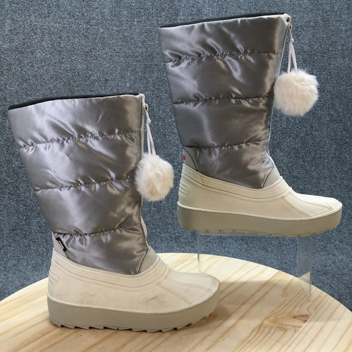 Pajar Canada Waterproof Winter Boots Womens Fay Gray Round Faux