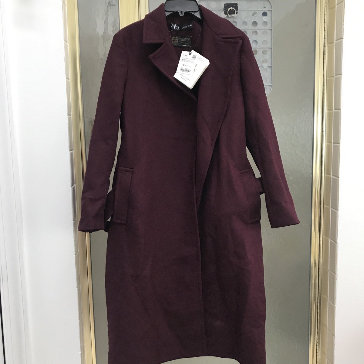 Zara Maroon Coat-Manteco Italian | eBay