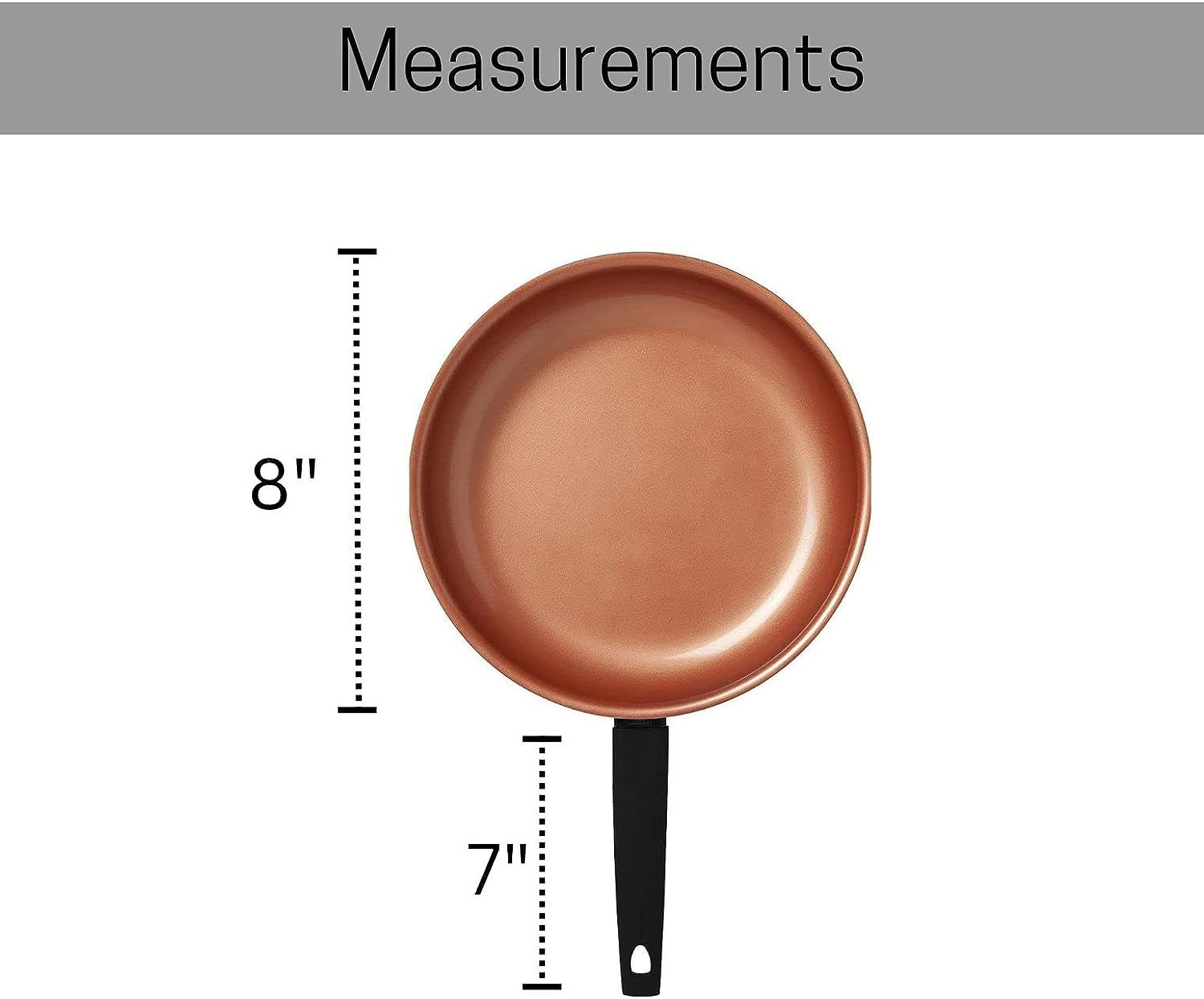 IKO Copper Ceramic Nonstick Frying Pan, Dishwasher Safe 8 Inch, Black