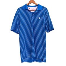 Under Armour Striped Heatgear Loose Fit Golf Short Sleeve Polo Medium