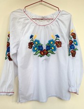 VintagUkrainian embroidered Tradition shirt Sorochka Vishivanka Linen Size 146