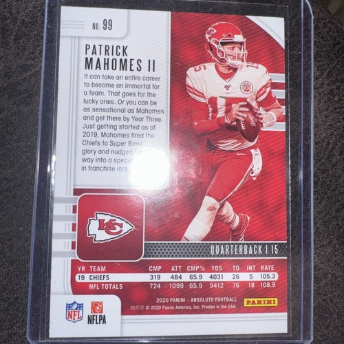 2020 Panini Absolute - #99 Patrick Mahomes II - Picture 2 of 2