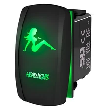 Rocker Switch Stripper Headlights Marine Ski Wakeboard Bass Pontoon Boat Green