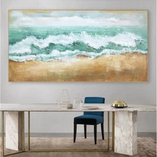Hand-painted Oil Painting Landscape Painting Beach Sea Waves Modern Minimalist