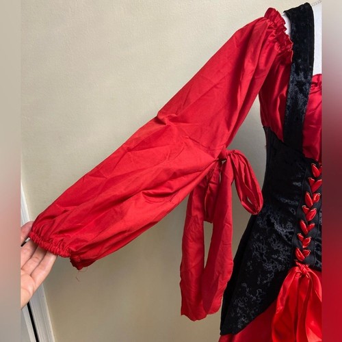 Leg Avenue red/black peasant dress corset mini velour. Large.Excellent Condition - Picture 5 of 7