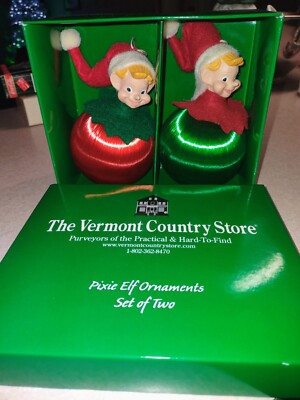 Pixie Elf Ornaments Set Of Two Vermont country Store