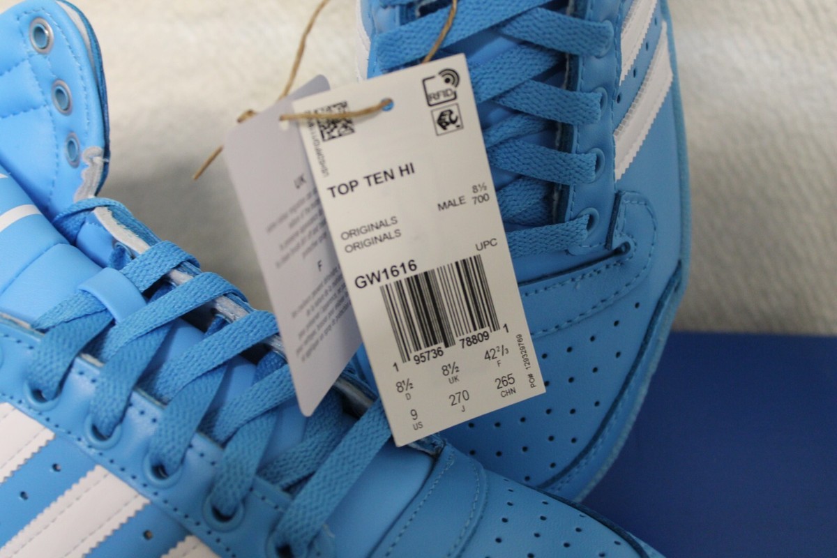 ADIDAS ORIGINALS TOP TEN HI SKY RUSH BLUE LEATHER SHOES SZ. 9 | eBay