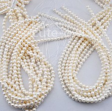 Wholesale 5Pcs 5-6mm White Natural Real Freshwater Pearl Loose Beads Strands 15"