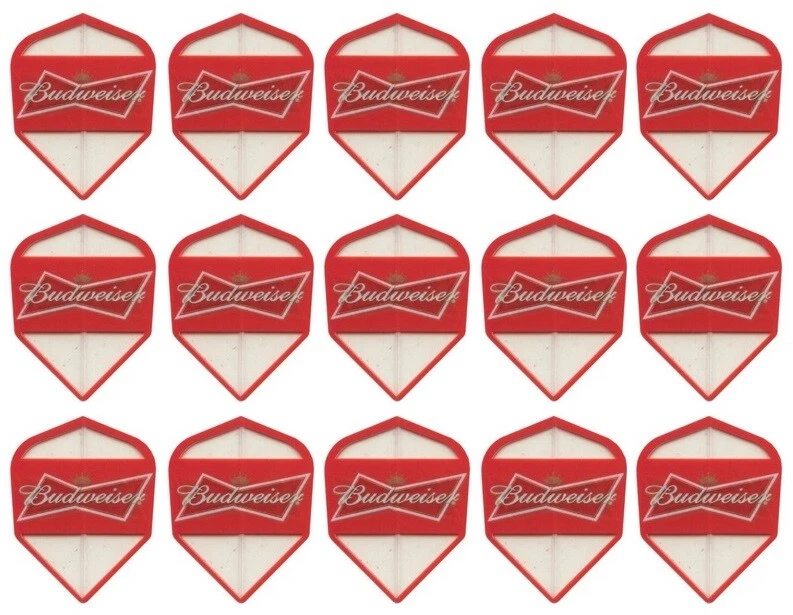 ANHEUSER-BUSCH 5 New Sets Budweiser Standard Dart Flights - Ships w/ Tracking - Red Clear Logo