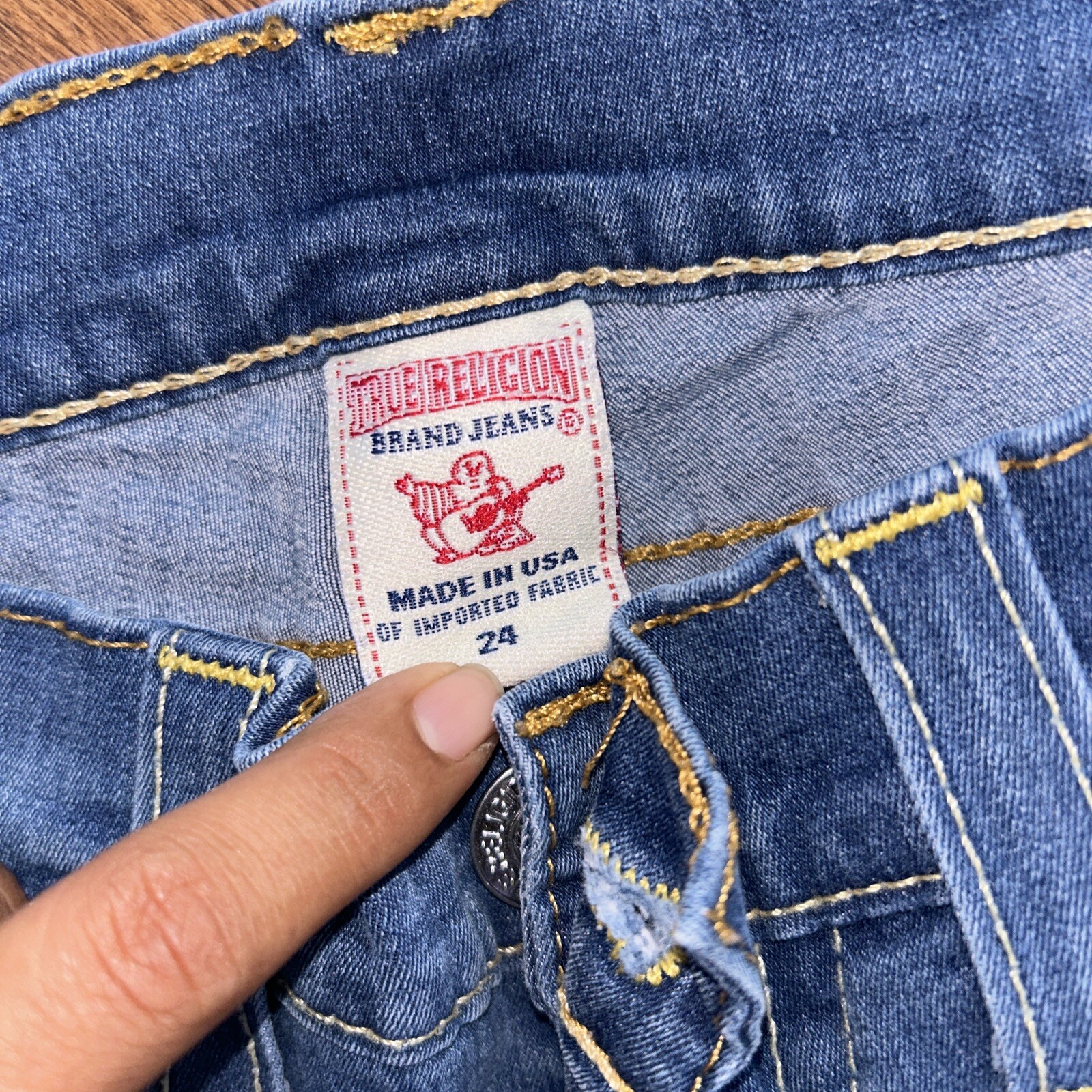 True Religion Womens Super Skinny Mid Rise Jeans size 24 Blue Denim Preowned thumbnail 4