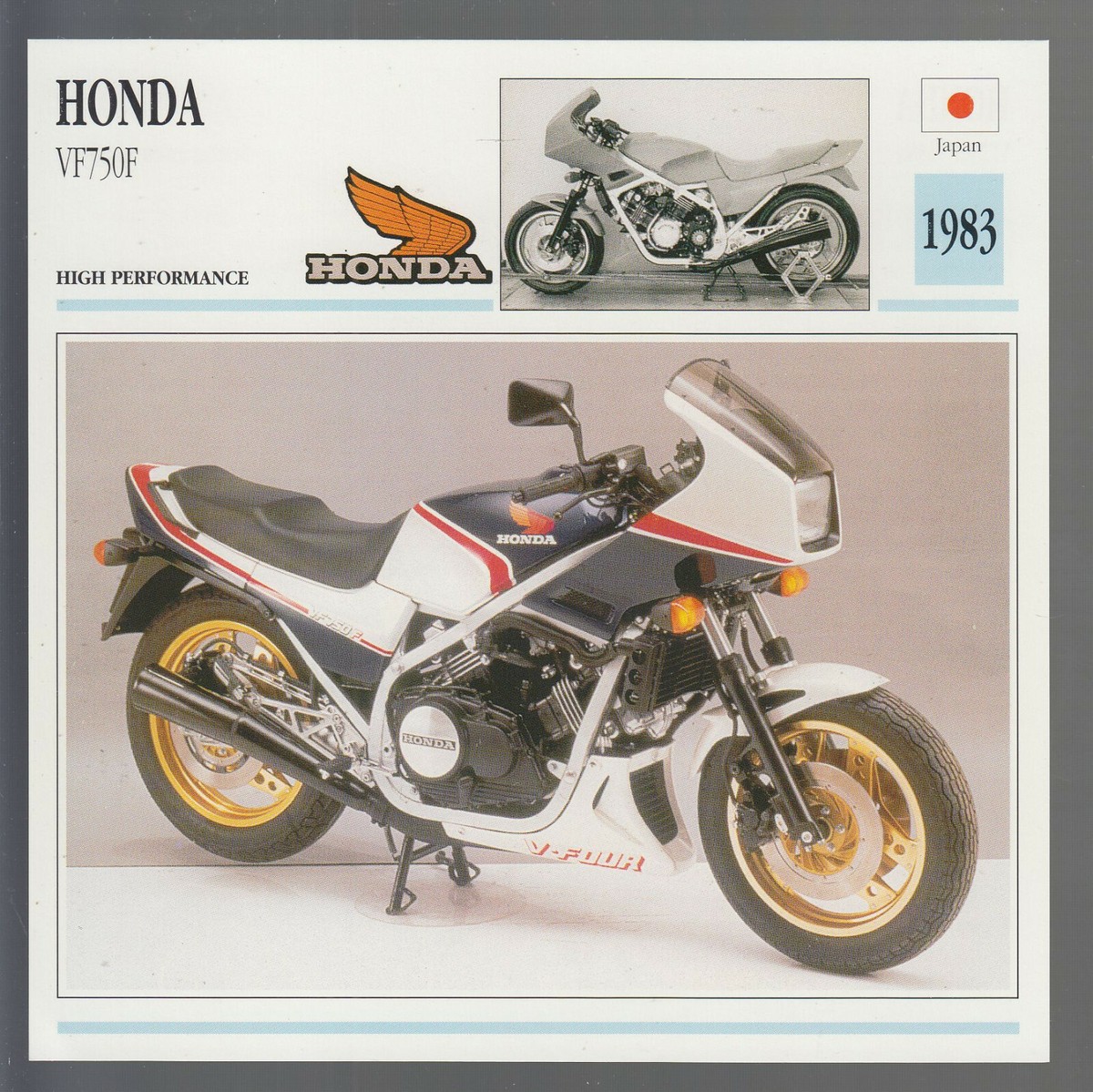 1983 Honda VF750F (748cc) Bike Japan Motorcycle Photo Spec Sheet
