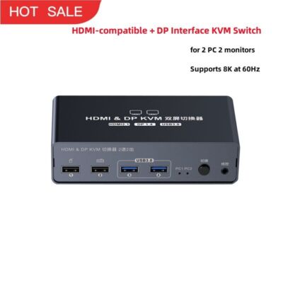 VPFET  -compatible+DP   KVM Switch Double Display 8K 60Hz UHD Switch #E10
