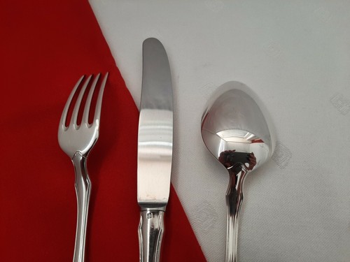 WMF Englische Rose Tafelbesteck Messer Gabel Löffel 3 tlg cm 90er Silber TOP - Picture 8 of 11