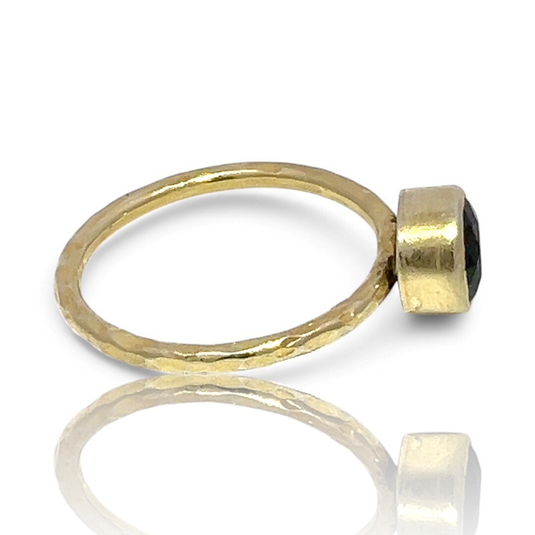 Stackable Sterling Silver Gold-Tone Dark Green St… - image 4