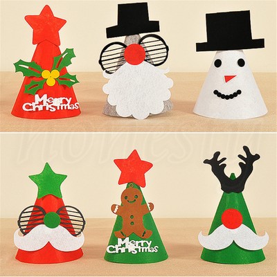 Noel Pere Noel Elk Cartoon Non Tisse Chapeau De Noel A Faire Soi Meme Fait A La Main Decoration Nouveau Ebay
