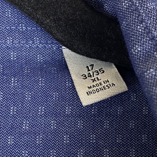 Kenneth Cole Reaction Mens X Large 17 Slim Fit Long Sleeve Button Up Shirt Blue - Picture 6 of 11