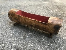 Fioriera Tronco In Legno 70cm Legno Bruciato 