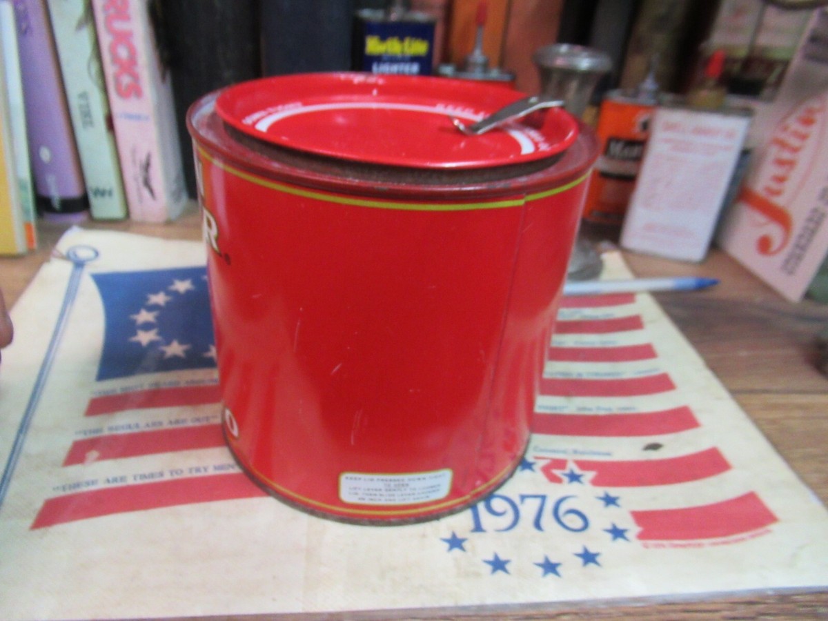 union leader smoking tobacco Vintage Tin, Red Metal Container, Rustic Decor VINTAGE UNION LEADER CUT SMOKING