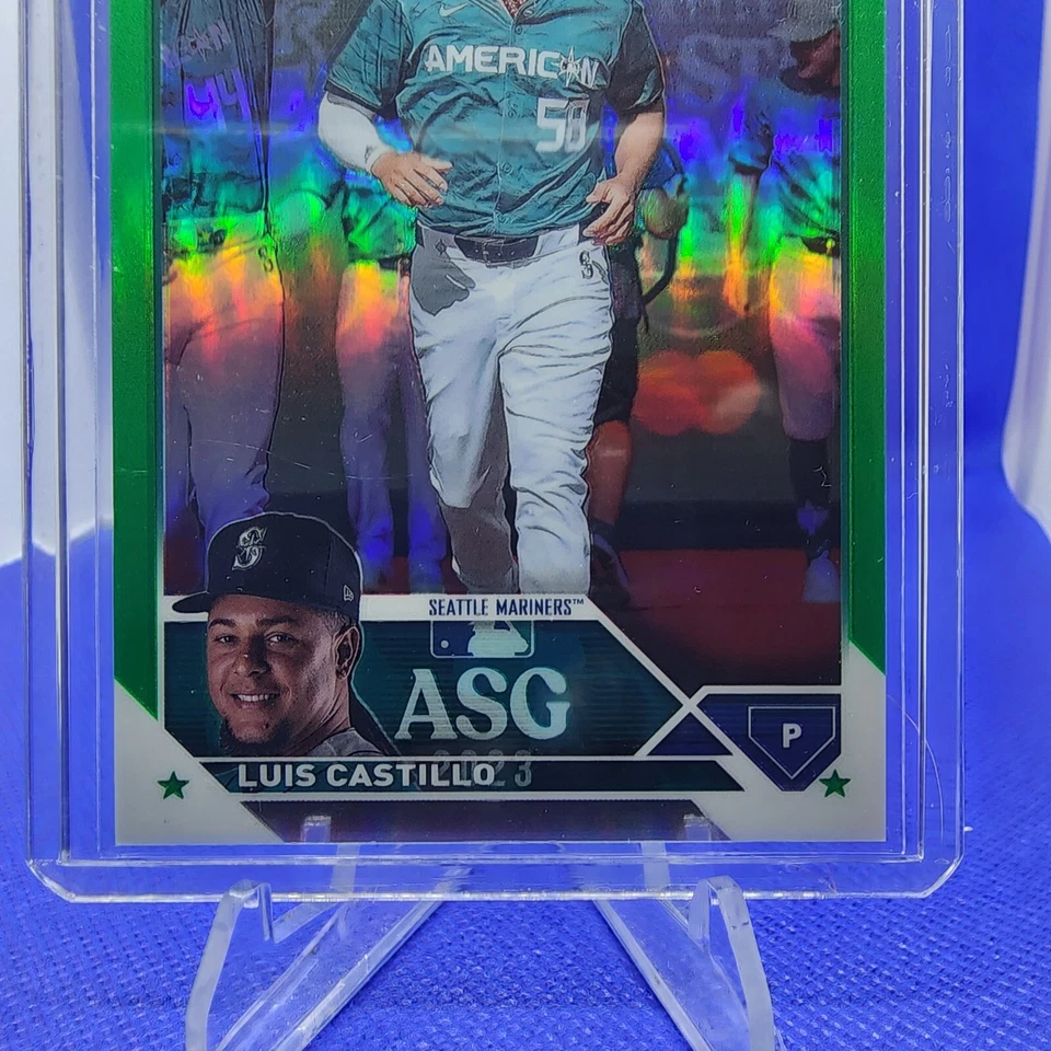 2023 Topps Chrome Update Luis Castillo Green ASG Refractor # 6/99 - Image 4 of 4