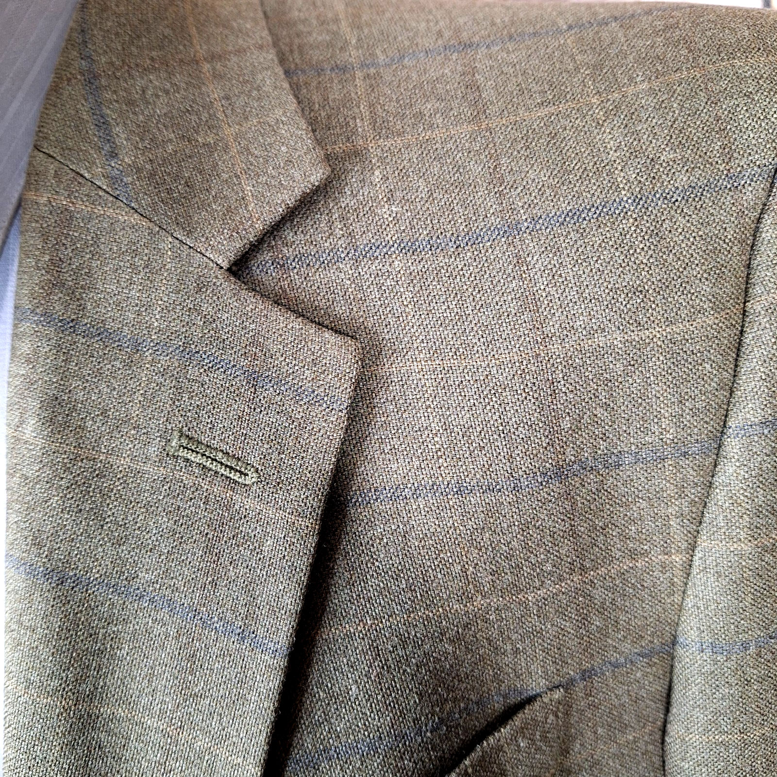 Joseph A Bank Sport Coat Blazer Mens 40L Beige Windowpane Silk Wool