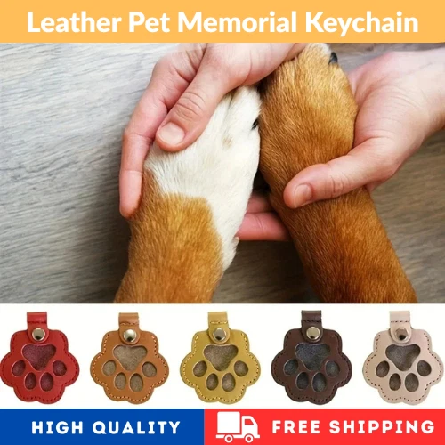 Leather Pet Memorial Keychain, Pet Hair Keepsake, Pet Fur Holder Keychain Bag