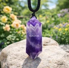 High Quality Chevron Amethyst Stone Pendant Necklace Purple Crystal Jewelry